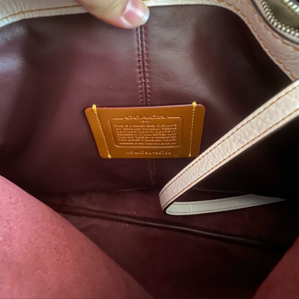 Coach Pebbled Leather Shoulder Bag in Tan with Burgundy Tag - Picture 10 of 10